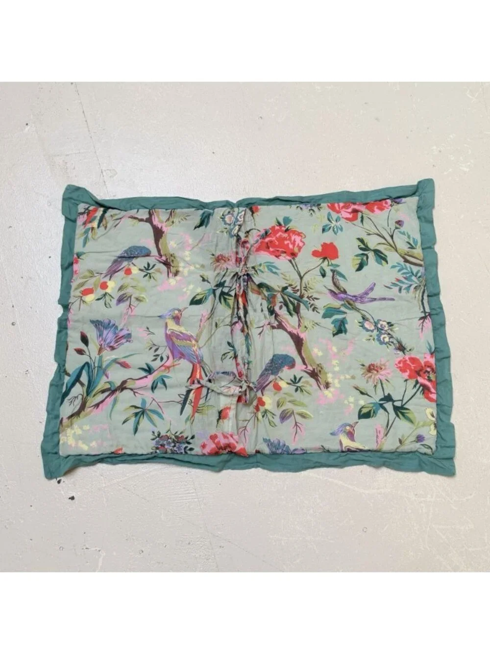 World Market Quilted Pillow Shams Cottage Flowers Birds Garden Farmhouse 20x26